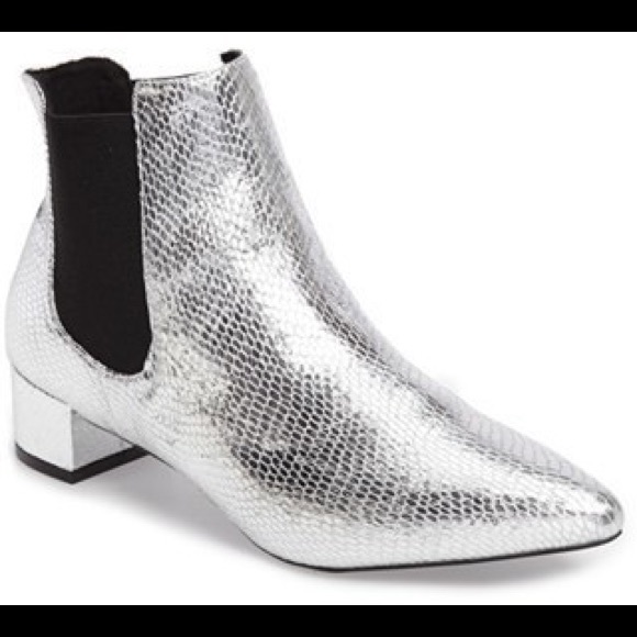 NEW Topshop Krazy Silver Snakeskin Chelsea Boot - Picture 3 of 14